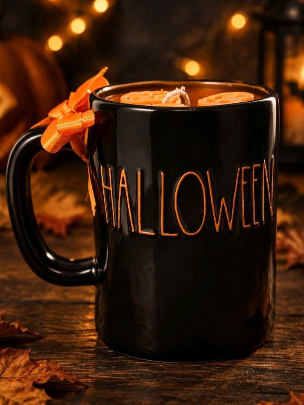 Artisan Rae Dunn Happy Halloween Mug Candle Coffee Cake Creamy Vanilla 18oz Soy